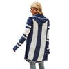 Women Striped Hooded Knit Cardigan Irregular Long-sleeved Sweater Jacket, Size: S(Dark Brown)