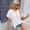Ladies Summer Hooded Button Loose Short Sleeve T-Shirt Blouse, Size: XXL(White)