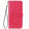 For  Alcatel 1S (2020) Four-leaf Clasp Embossed Buckle Mobile Phone Protection Leather Case with Lanyard & Card Slot & Wallet & Holder Function(Magenta)