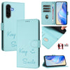For Samsung Galaxy A56 5G Smile Embossing RFID Leather Phone Case(Mint Green)