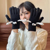 Fall Winter Couple Students Magnetic Warm Gloves Cute Dolls Outdoor Hand In Hand Mittens, Size: Average(White)