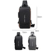 WEIXIER X306 Men Shoulder Bag With USB Charging Port Anti-Theft Chest Bag(Black Gold)