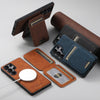 For Samsung Galaxy S25 5G Suteni H16 Litchi Texture Leather Detachable Wallet Back Phone Case(Brown)