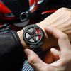 BINBOND D002 Car Hub Dial Multifunctional Waterproof and Wear-resistant Men's Watch(Black Net-Black-Red)