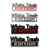 2 PCS Car Metal Modification Standard White Trash Edition Car Label Stickers(Black White)