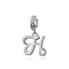S925 Sterling Silver 26 English Letter Pendant DIY Bracelet Necklace Accessories, Style:H