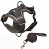 Reflective Dog Cat Harness & Lead Set, Small, Coffee