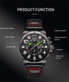 Ochstin 6122 Multi Function Quartz Watch Sports Luminous Waterproof Watch Calendar Leather Men Watch(Silver Black)