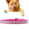 Diamond Studded PU Dog Collar, Magenta, Small (37cm)