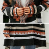Geometric Jacquard Long Sweater Jacket Tassel Hooded Knit Cardigan, Size: L(Red)