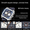 MEGIR 2182 Men Business Chronograph Calendar Waterproof Luminous Watch Square Quartz Watch(Black Face Black Belt)