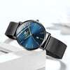 OLEVS 5869 Ladies Business Waterproof Steel Strap Quartz Watch(Blue + Black)