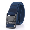 AWMN Men Outdoor Metal Buckle Elastic Nylon Belt, Length: 120cm(Plain Weave Royal Blue)
