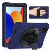 For Xiaomi Redmi Pad SE 8.7 Rotatable Holder Silicone Hybrid PC Tablet Case with Shoulder Strap(Navy Blue)