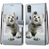 For Alcatel 1L (2021) Coloured Drawing Cross Texture Horizontal Flip PU Leather Case with Holder & Card Slots & Wallet & Lanyard(Small Gray Cat)