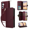 For Samsung Galaxy A55 Nine-card Slots Zipper Wallet Bag Leather Phone Case(Wine Red)