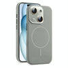For iPhone 15 AG Fine Hole Liquid Silicone MagSafe Magnetic Phone Case(Titanium Gray)
