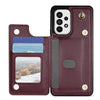 For Samsung Galaxy A52 4G / 5G / A52s 5G Rhombic Dual Buckle Card Slots Phone Case with Lanyard(Wine Red)