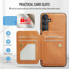 For Samsung Galaxy S24 FE 5G Fierre Shann FS028 MagSafe RFID Card Holder Back Phone Case(Brown)