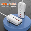 5 in 1 2 x PD 66W, 2 x USB Fast Charger Smart Power Socket, Length:1m(EU Plug)