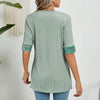 Spring Summer Printed Fake Two-Piece Square Neck Mid-Sleeve Top T-Shirt, Size: XL(Green)