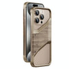 For iPhone 15 Pro Max Aluminum Alloy Solid Wood Frameless Hollow Metal Phone Case(Gold)