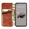 For  ASUS Zenfone 10 Cubic Grid Pressed Magnetic Leather Phone Case(Brown)