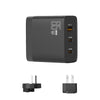 GAN 65W PD45W Dual Type-C / QC3.0 USB  Multi Compatible Charger + 2m USB-C to USB-C Data Cable AU + US Plug Black