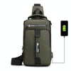 HaoShuai 1100-1 Men Chest Bag Multifunctional Single / Double Shoulder Backpack with External USB Charging Port(Army Green)