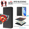 For iPhone 13 mini RC01 Dual-Folded Magnetic Suction RFID Leather Phone Case(Black)