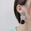 2pairs Contrasting Color Acrylic Geometric Round Stitching Long Ladies Earrings(Colorful)