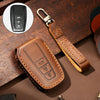 Hallmo Car Cowhide Leather Key Protective Cover Key Case for Toyota Corolla 2018 3-button(Brown)