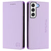 For Samsung Galaxy S22 5G RC01 Dual-Folded Magnetic Suction RFID Leather Phone Case(Light Purple)