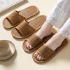 Linen Slippers Summer Couple Home Indoor Floor Rattan Grass Non-Slip Slippers, Size: 44-45(Black Grass)