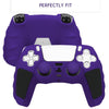 For Sony PS5 Splicing Color Silicone Gamepad Protective Case with Rocker Caps(Purple Black)