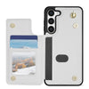 For Samsung Galaxy S23 5G Rhombic Dual Buckle Card Slots Phone Case with Lanyard(White)