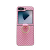 For Samsung Galaxy Z Flip6 5G Sparkling Diamond Rhombus PC Phone Case with Ring(Pink)