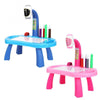 Intelligent Children Projector Early Education Learning Drawing Board Game Puzzle Painting Toy Set(Painting Table - Pink)