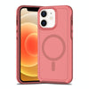 For iPhone 12 Shockproof MagSafe Armor PC Hybrid TPU Phone Case(Dark Pink+Maroon)