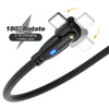 ENKAY 180 Degrees Rotating USB to 8 Pin Charging Data Cable with LED Light, Length:1m(Black)