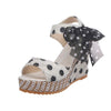 Women Sandals Dot Bowknot Platform Wedge Shoes, Size:35(White)
