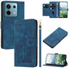 For Redmi Note 13 5G Tulips Embossed Leather Phone Case with Lanyard(Blue)