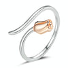 S925 Sterling Silver Rose Women Open Ring