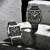 BAOGELA 6763G Square Dial Leather Strap Clock Calendar Mechanical Watch For Men(Black)