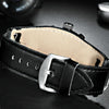 FNGEEN P1010 Men Fashion Large Dial Leather Belt Watch Student Casual Quartz Watch(Black Leather With Red Words)