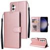 For Samsung Galaxy S25 5G 3-Card Slots Multifunctional Leather Phone Case(Rose Gold)