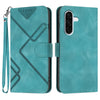 For Samsung Galaxy A36 5G Line Pattern Skin Feel Leather Phone Case(Light Blue)