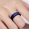 SiR053 V Shaped Grooved Edge Silicone Ring Outdoor Sports Couple Ring No.12(Dark Blue)