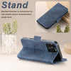 For iPhone 15 Suteni J07 Multi-functional Horizontal MagSafe Denim Leather Phone Case(Blue)