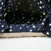 Foldable Canvas Pet Tent Kennel, Navy Star, Small, Dog Bed with Cushion